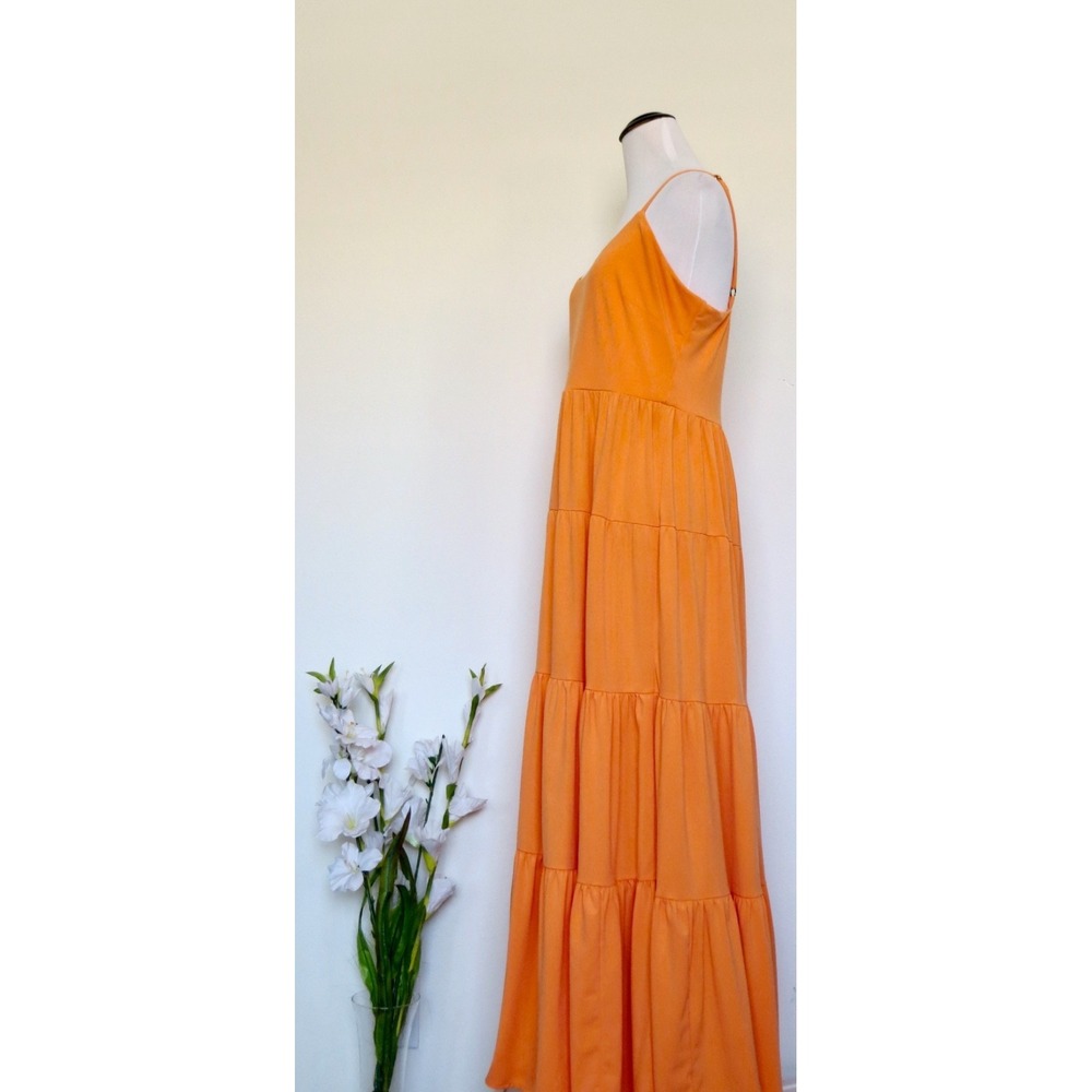 NEW! Boston Proper Knit Tiered Maxi Sun Dress Orange SZ M - Picture 6 of 10